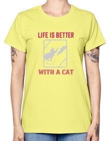 life is better with a cat Style 63# - cats -  Missy T-Shirt