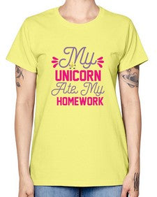 my unicorn ate my homework 324# - unicorn -  Missy T-Shirt
