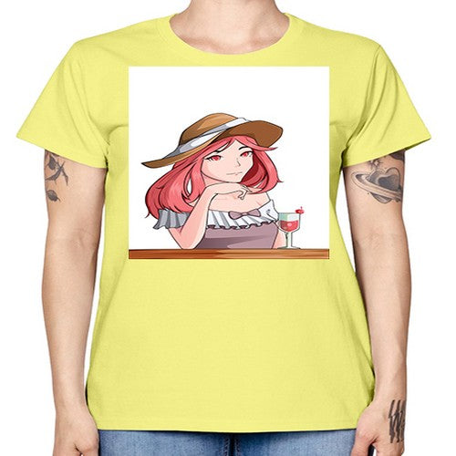 pretty woman with fresh juice in summer 37# - anime -  Missy T-Shirt