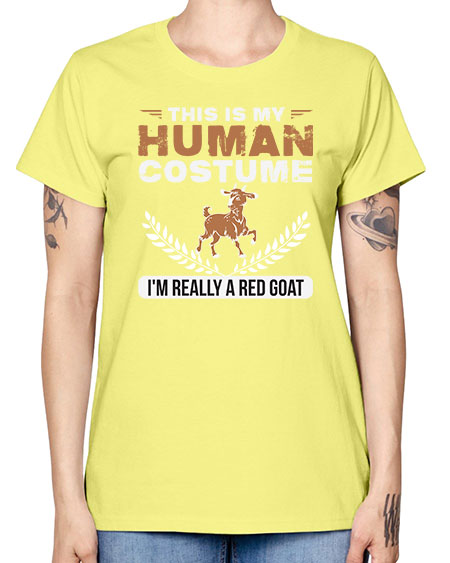 this is my human costume im really a red goat Style 1# - goat -  Missy T-Shirt