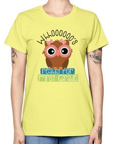 whooos ready for first grade girl 1001# - first grade -  Missy T-Shirt