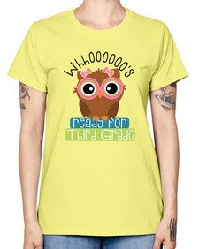 whooos ready for third grade girl 1010# - third grade -  Missy T-Shirt
