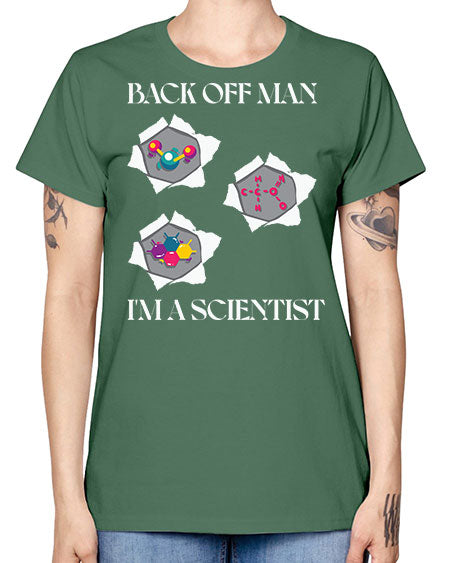 BackOffManImAScientistSkinite Scientist Skinite 289# - general science -  Missy T-Shirt
