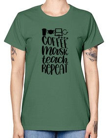 Coffee Mask Teach Repeat Style 660# - teacher -  Missy T-Shirt