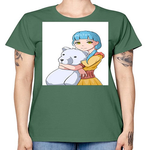 Cute girl with bear doll 26# - anime -  Missy T-Shirt