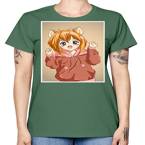 Cute little girl with accessories cat cartoon 170# - anime -  Missy T-Shirt