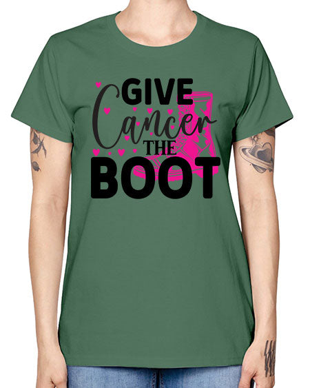 Give Cancer the Boot 24# - breast cancer -  Missy T-Shirt