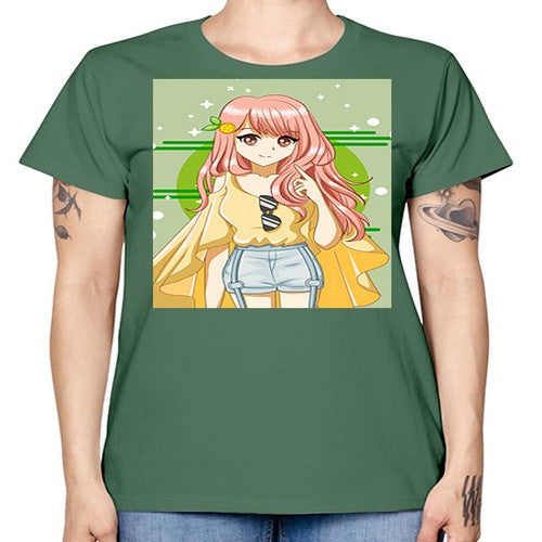 Happy and cute yellow blouse in summer holiday 43# - anime -  Missy T-Shirt