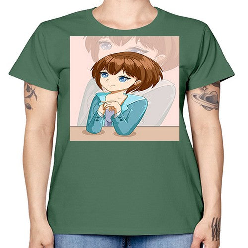 Happy beautiful and elegant girl brown hair 36# - anime -  Missy T-Shirt