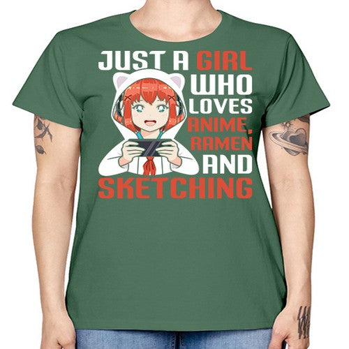 Just a girl who loves anime ramen and sketching260# - anime -  Missy T-Shirt