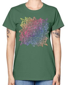 Mandala Teach Love Inspire Rainbow Glitter 762# - mandala -  Missy T-Shirt