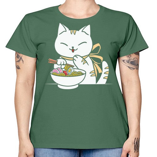 Ramen Cat Kawaii Anime Tee Japanese 280# - anime -  Missy T-Shirt