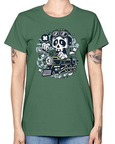 Skull Train 1067# - skull and bones -  Missy T-Shirt