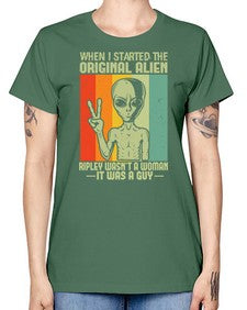 When I started the original alien 45# - ufo -  Missy T-Shirt