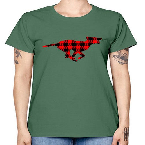 buffalo plaid running dog 65# - dogs -  Missy T-Shirt