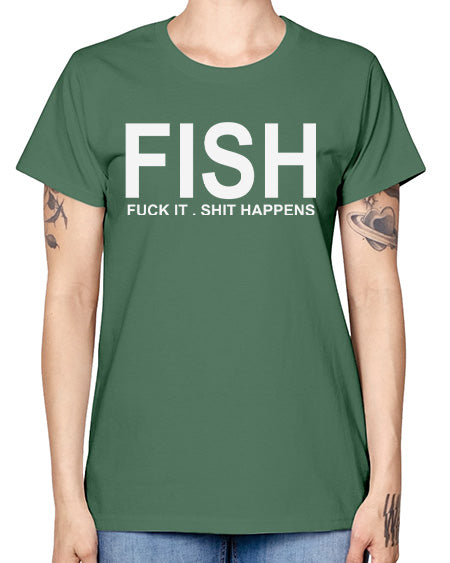 fish sarcastic t shirt 54# - shark-fish -  Missy T-Shirt