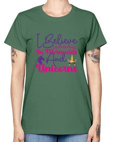i believe in mermaids and unicorns 171# - unicorn -  Missy T-Shirt