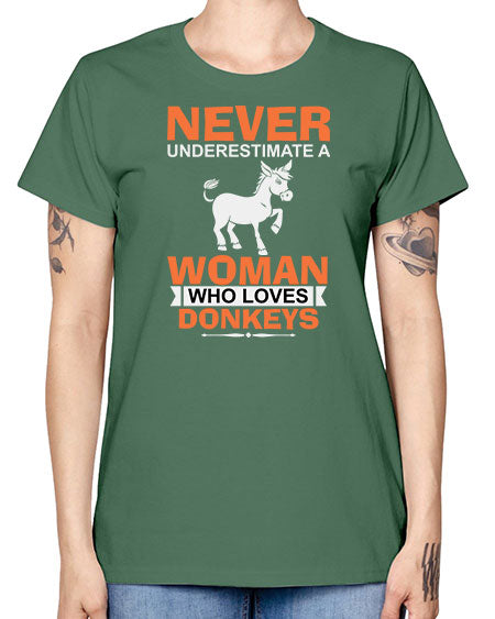 never underestimate a woman who loves donkeys Style 1# - donkey -  Missy T-Shirt