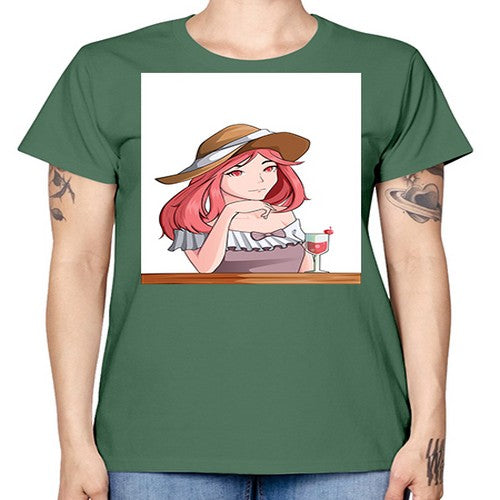 pretty woman with fresh juice in summer 37# - anime -  Missy T-Shirt