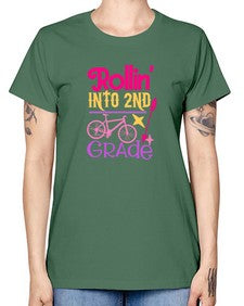 rollin into second grade 783# - second grade -  Missy T-Shirt