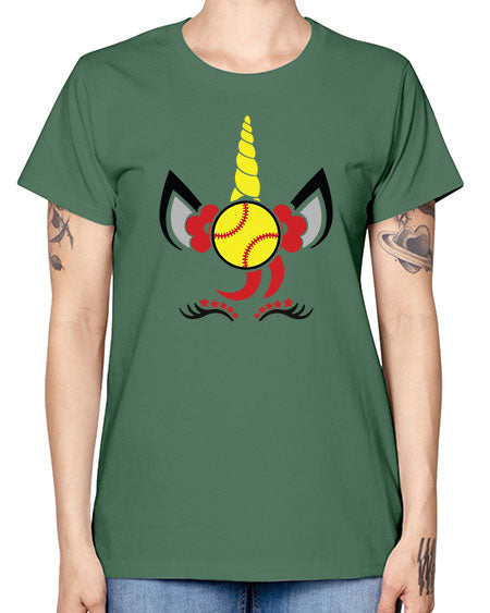 softball unicorn 401# - softball -  Missy T-Shirt