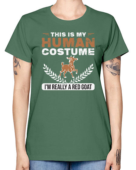 this is my human costume im really a red goat Style 1# - goat -  Missy T-Shirt