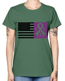 usa flag with alzheimers cancer 219# - alzheimers -  Missy T-Shirt