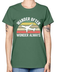 wander often wonder always  47# - airplane -  Missy T-Shirt