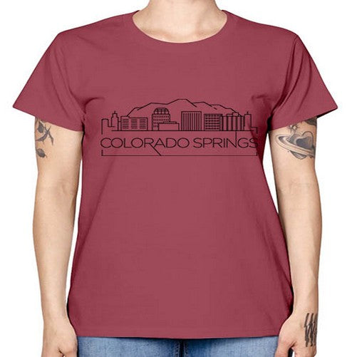 Colorado Springs Minimal Skyline 601# - cities -  Missy T-Shirt