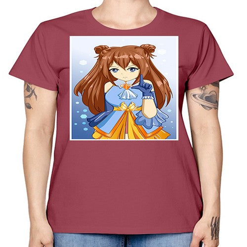 Cute little beautiful girl blue gold clothes cartoon 171# - anime -  Missy T-Shirt