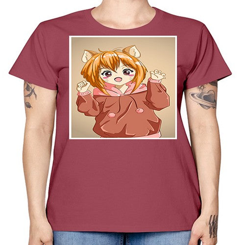 Cute little girl with accessories cat cartoon 170# - anime -  Missy T-Shirt