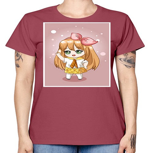 Cute little girl yellow hair wearing uniform 130# - anime -  Missy T-Shirt