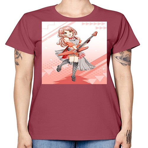 Cute rock star girl with guitar game 17# - anime -  Missy T-Shirt