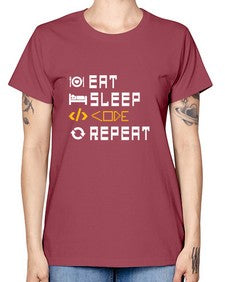 Eat sleep code repeat 49# - computer -  Missy T-Shirt