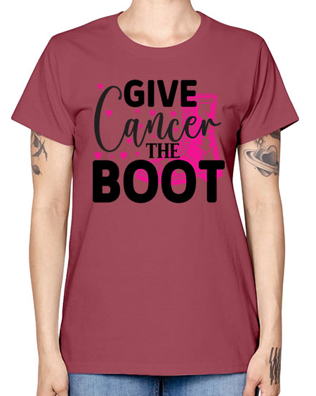 Give Cancer the Boot 24# - breast cancer -  Missy T-Shirt