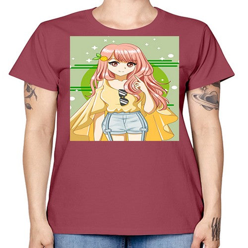 Happy and cute yellow blouse in summer holiday 43# - anime -  Missy T-Shirt