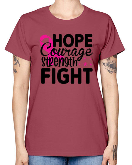 Hope Courage Strength Fight 21# - breast cancer -  Missy T-Shirt