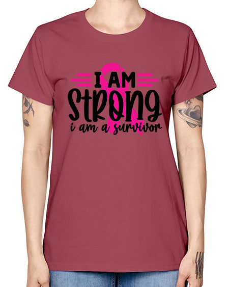 I Am Strong I Am a Survivor 20# - breast cancer -  Missy T-Shirt
