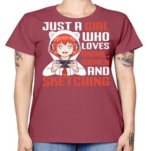 Just a girl who loves anime ramen and sketching260# - anime -  Missy T-Shirt