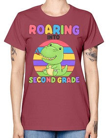 Roaring to second Grade Trex 772# - second grade -  Missy T-Shirt