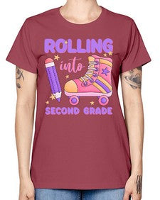 Rolling into second Grade 789# - second grade -  Missy T-Shirt