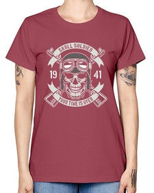 Skull Soldier Time Is Over 1065# - skull and bones -  Missy T-Shirt