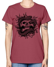 Snake Skull 1095# - skull and bones -  Missy T-Shirt