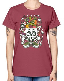 Vegetable Skull Head 1195# - skull and bones -  Missy T-Shirt