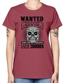 Wanted 1204# - skull and bones -  Missy T-Shirt