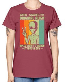 When I started the original alien 45# - ufo -  Missy T-Shirt