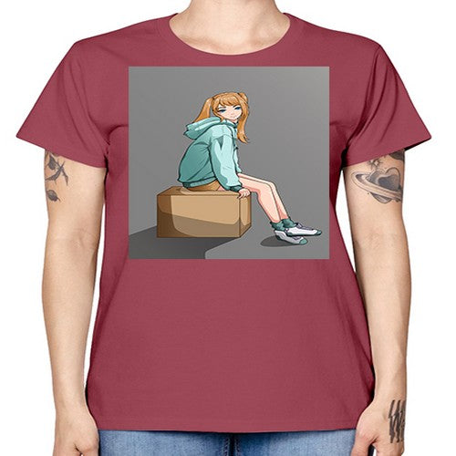 cute casual girl using jacket 49# - anime -  Missy T-Shirt