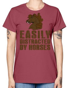 easily distracted by horses - horse -  Missy T-Shirt