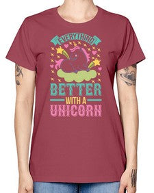 everything better with a unicorn 128# - unicorn -  Missy T-Shirt