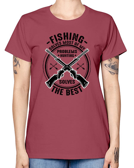 fishing solves most 74# - shark-fish -  Missy T-Shirt